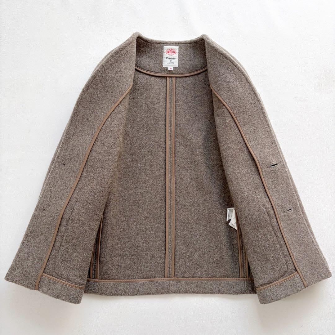 極美品　ダントン　ウールモッサ　ノーカラージャケット　モカ