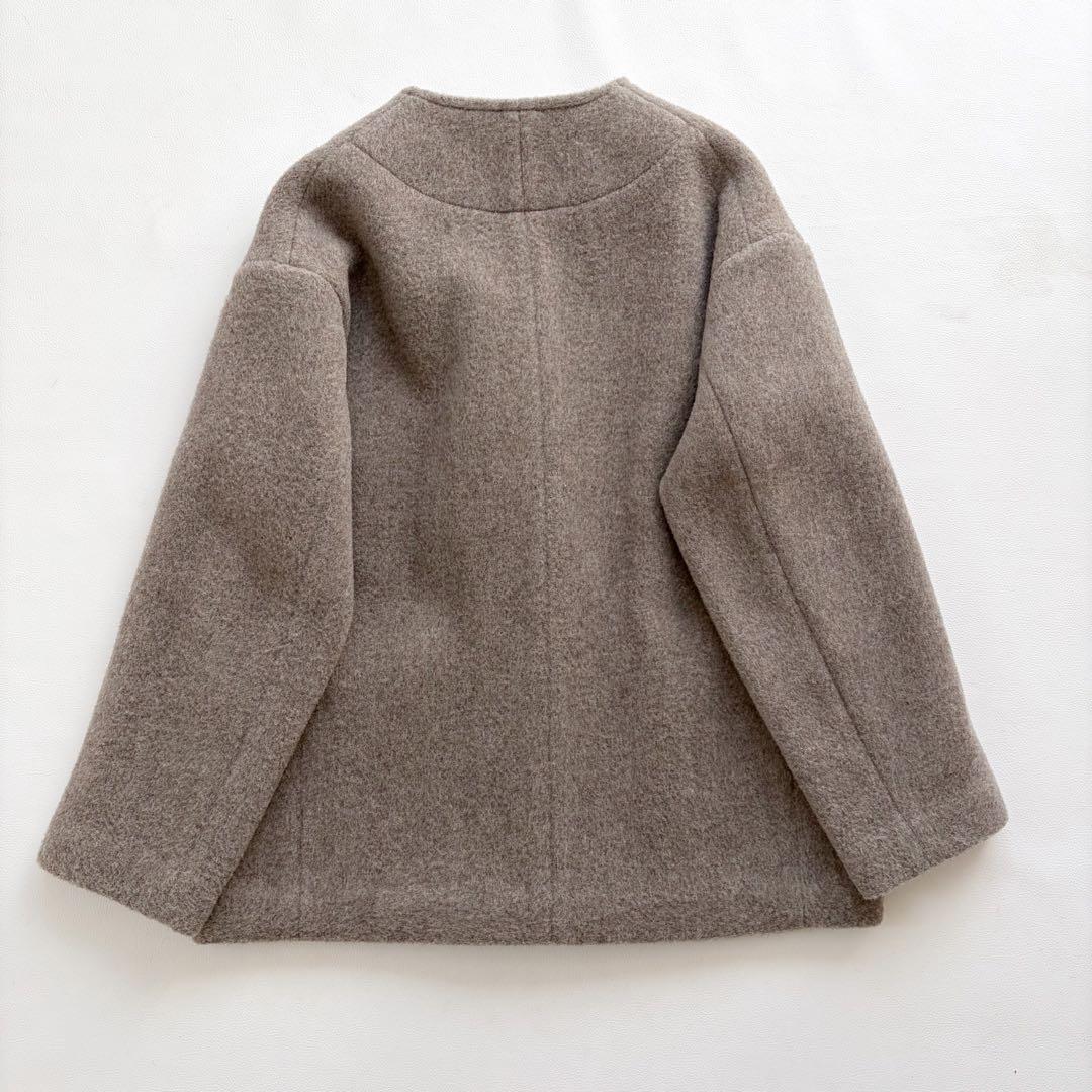 極美品　ダントン　ウールモッサ　ノーカラージャケット　モカ