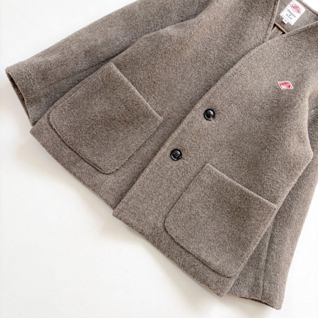 極美品　ダントン　ウールモッサ　ノーカラージャケット　モカ