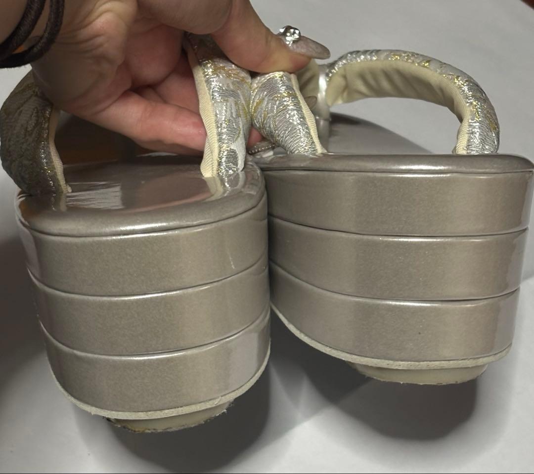 銀白洋菊 花柄和装用バッグと草履セット