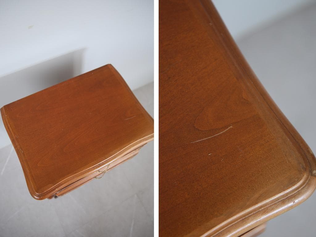 フランスアンティーク猫脚ナイトテーブル/木製キャビネット机飾り棚(82-195)