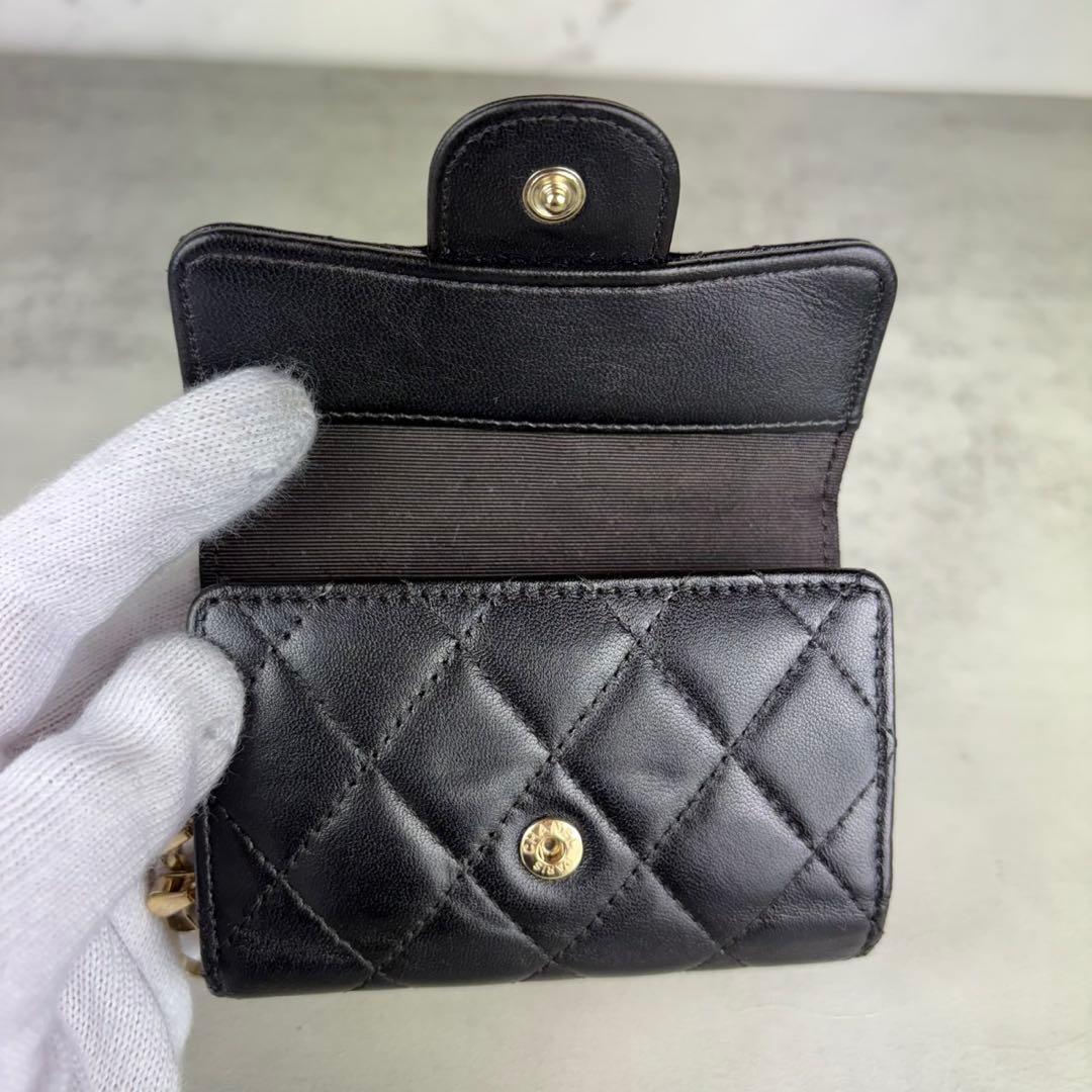 CHANEL キーリング　キーケース　マトラッセ　ラムスキン　カードケース