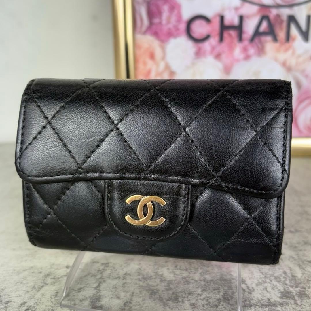CHANEL キーリング　キーケース　マトラッセ　ラムスキン　カードケース