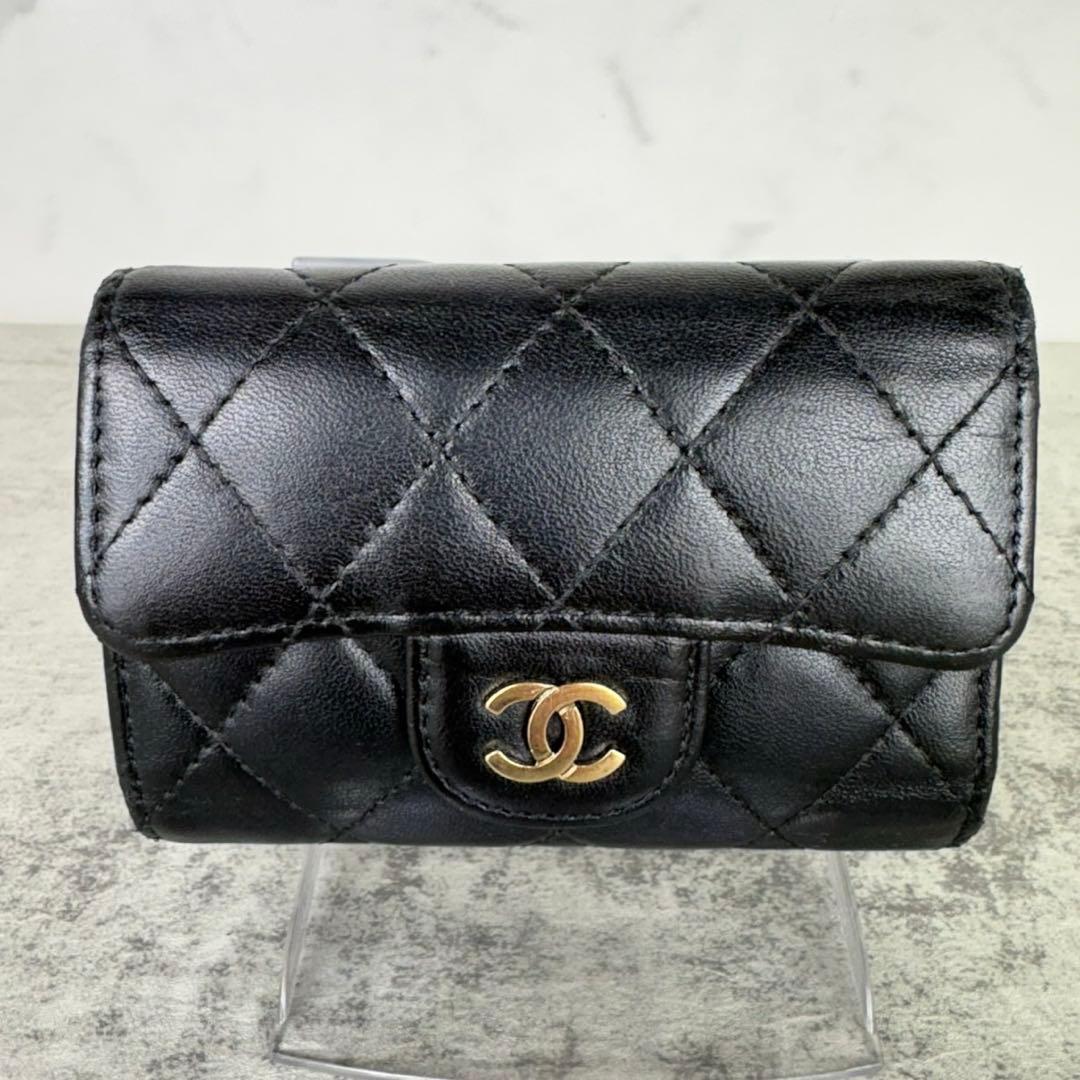 CHANEL キーリング　キーケース　マトラッセ　ラムスキン　カードケース