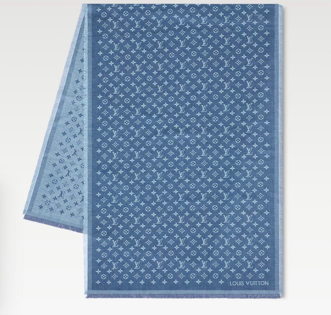 LOUIS VUITTON ストール・モノグラム エッセンシャル ブルー