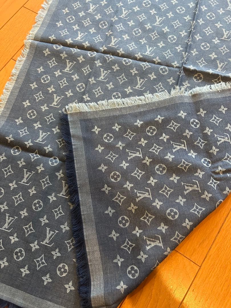 LOUIS VUITTON ストール・モノグラム エッセンシャル ブルー
