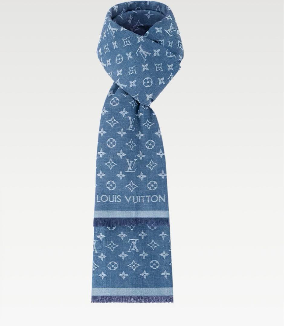 LOUIS VUITTON ストール・モノグラム エッセンシャル ブルー