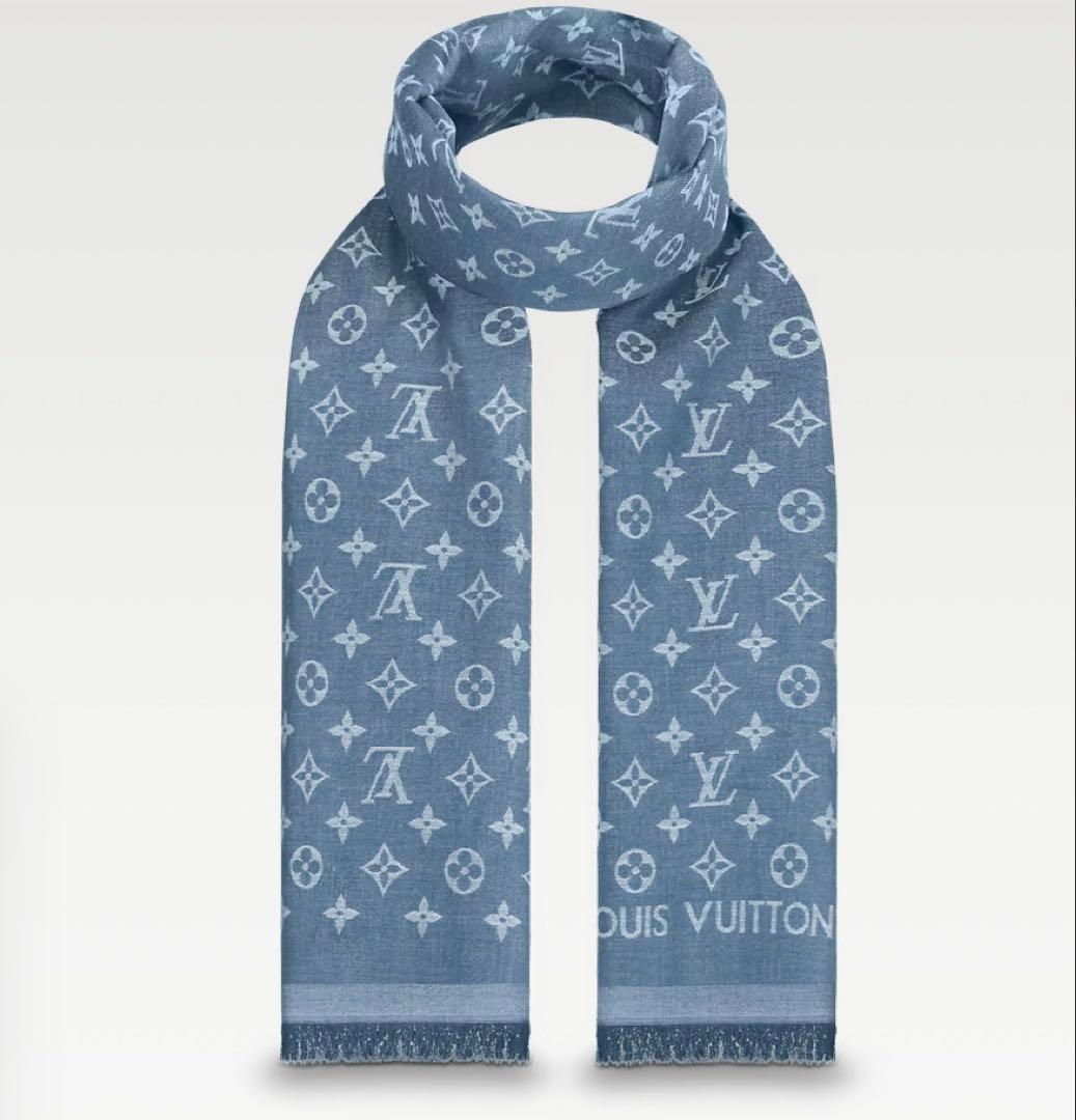 LOUIS VUITTON ストール・モノグラム エッセンシャル ブルー