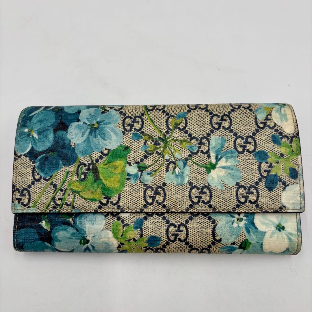 GUCCI グッチ GGブルームス スプリーム レザー 長財布 PVC 花柄