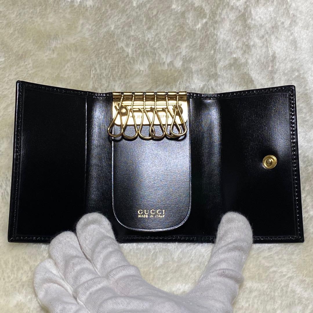 未使用保管品✨グッチ6連キーケース　黒ブラック　レザー　ゴールド金具　イタリア製