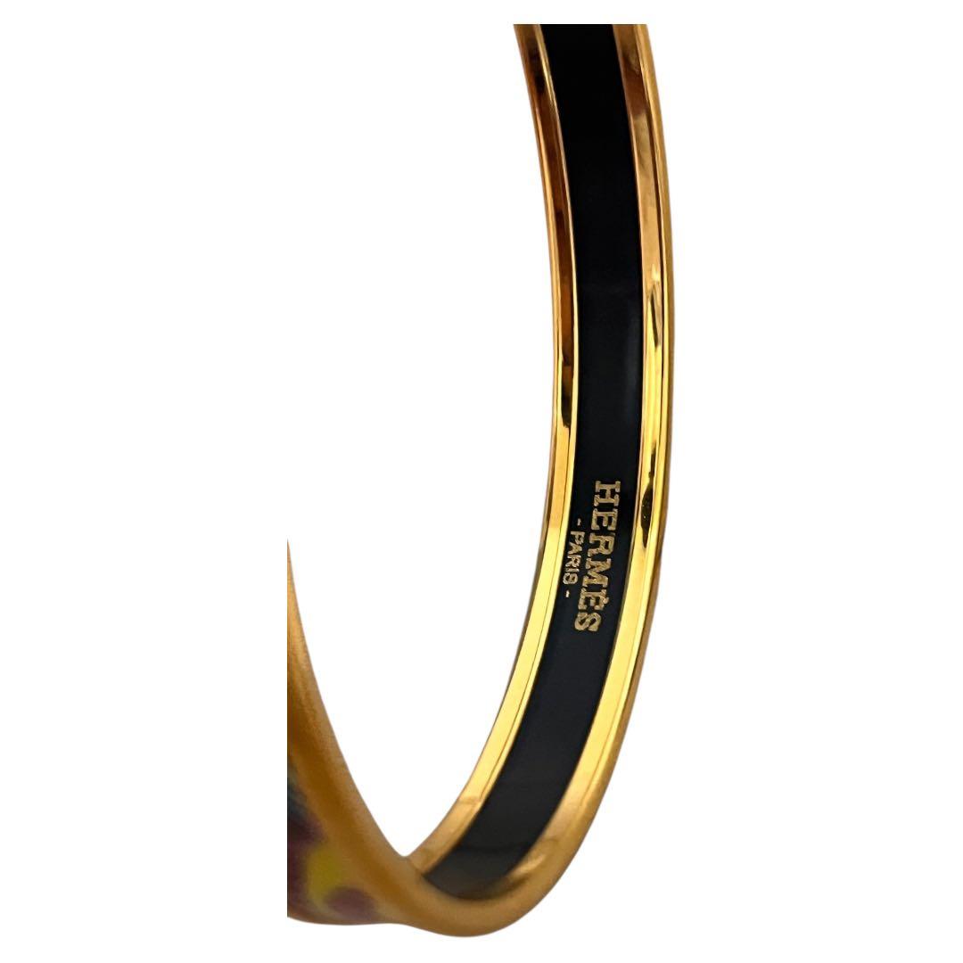 エルメス HERMES エマイユ バングル ゴールド 動物柄 美品