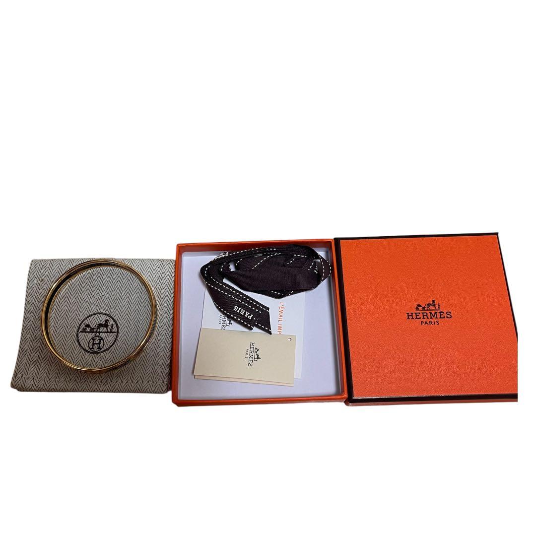 エルメス HERMES エマイユ バングル ゴールド 動物柄 美品