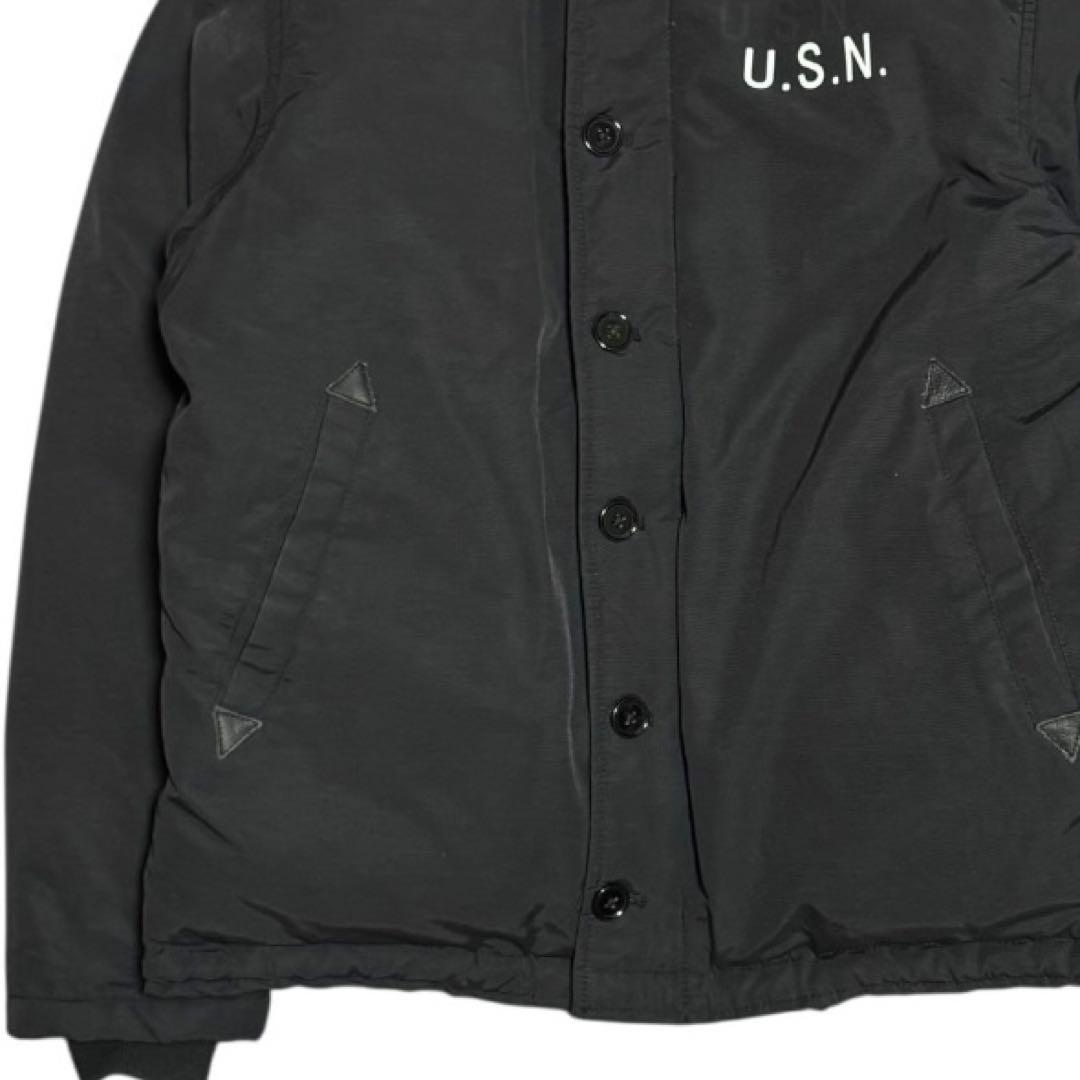 HOUSTON ダウン N-1 デッキジャケット 60/40クロス L ブラック