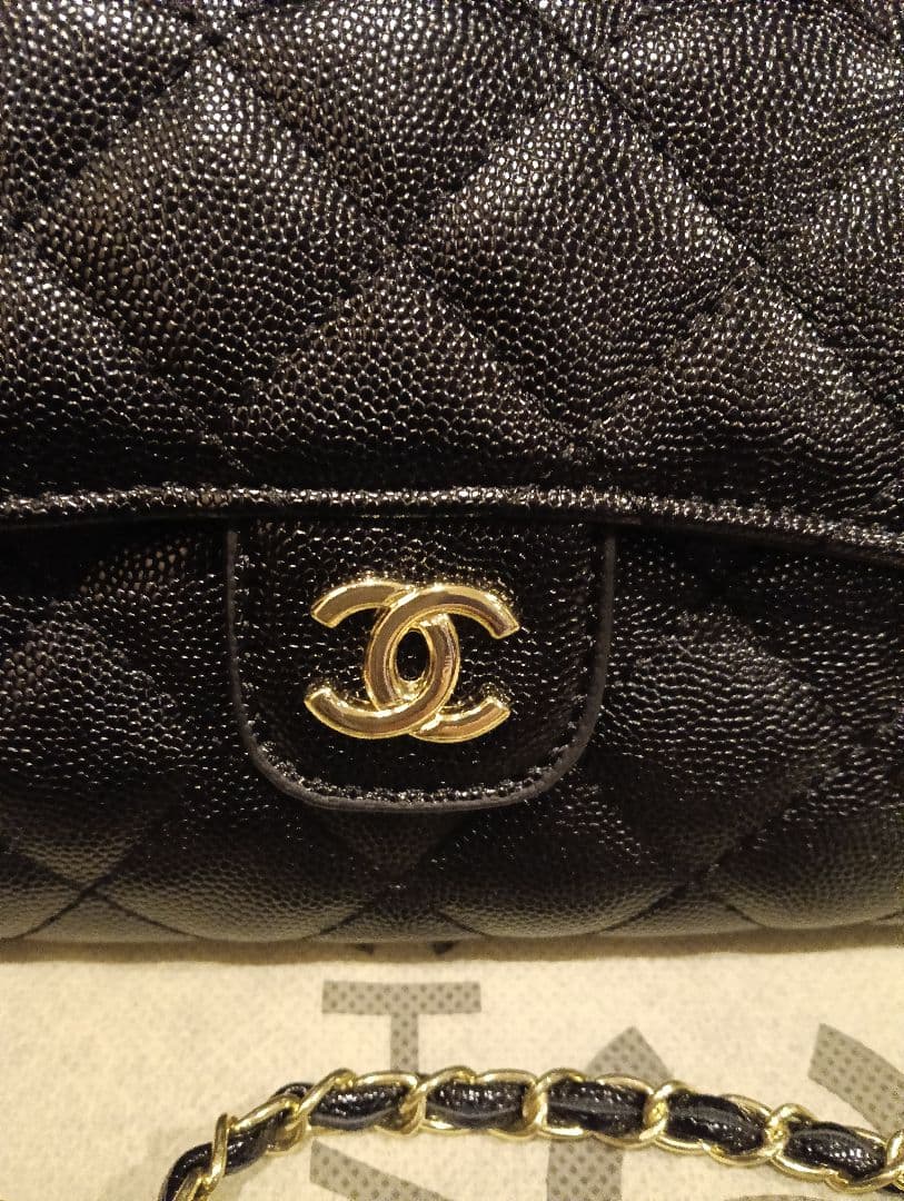 CHANEL ブラック キルティング 　 チェーンウォレット