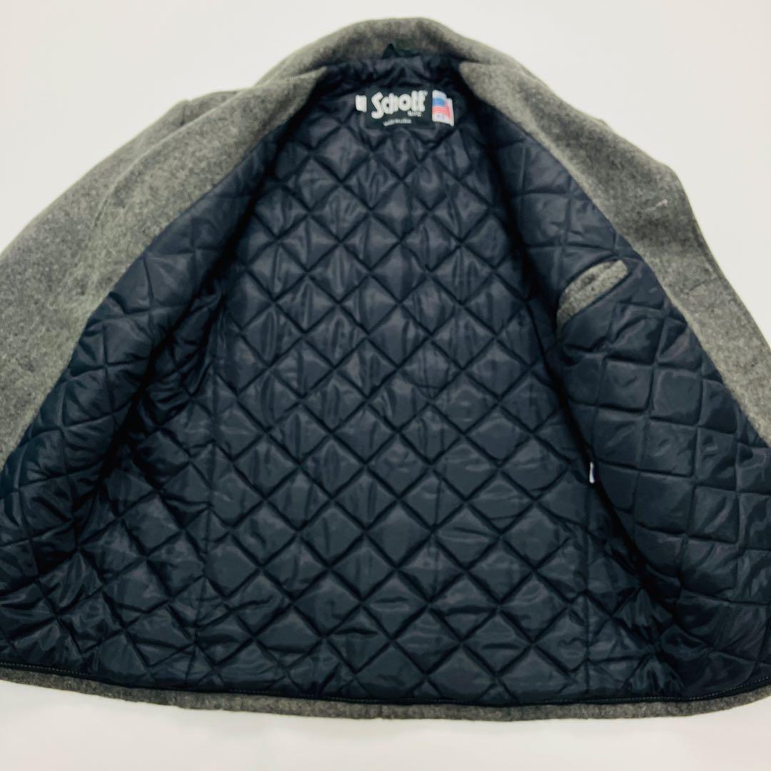 【希少サイズ】　Schott ピーコート　裏地キルティング　USA製 グレー　L