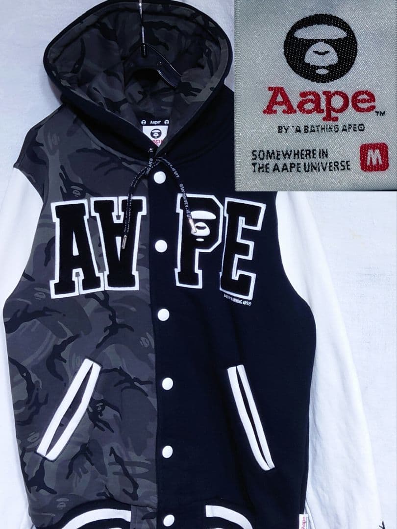 A BATHING APE フード付き スタジャン ブルゾン ジャンパー 迷彩