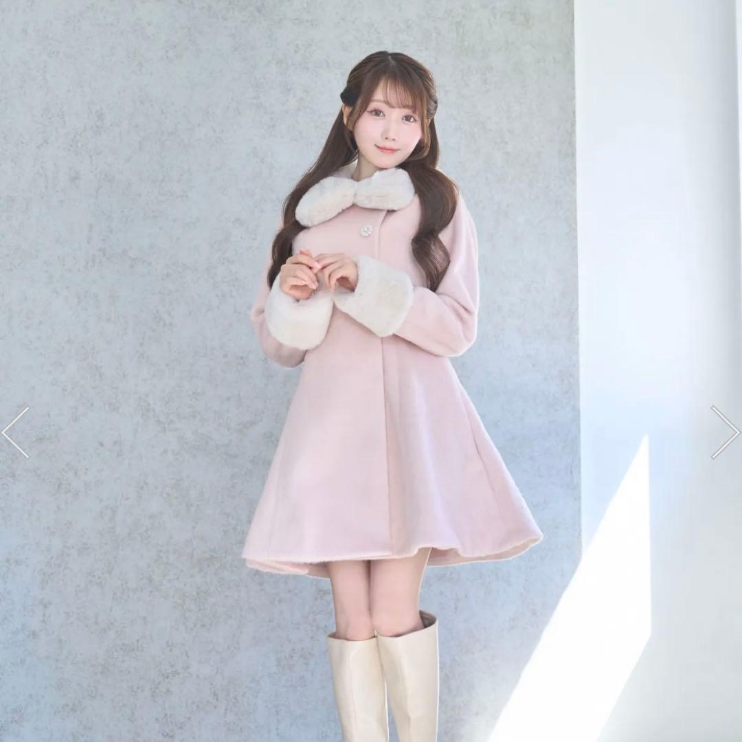 Rose Muse　tippet set flare coat ピンク