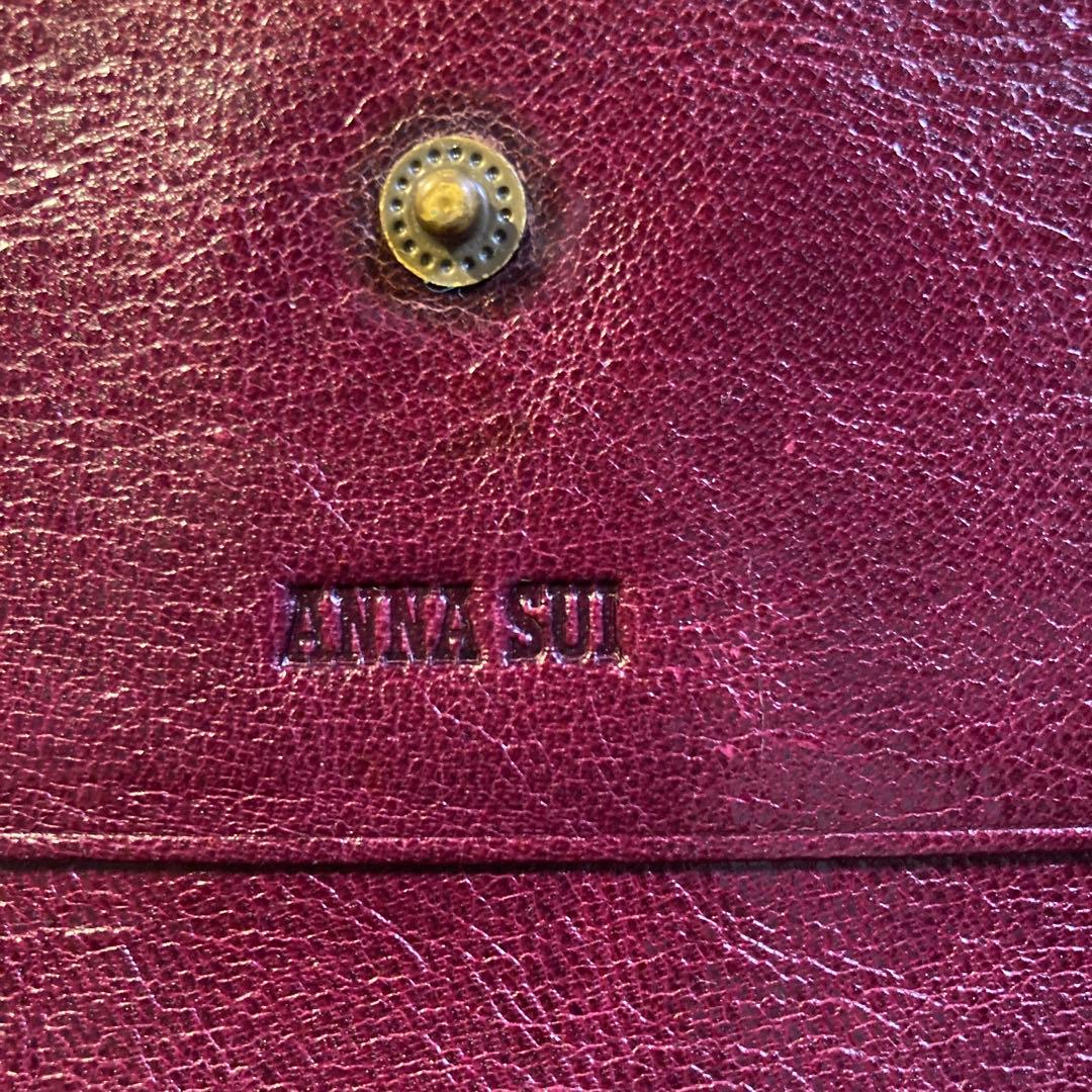 ANNA SUI⭐️蝶デザインがま口長財布 ワインレッド