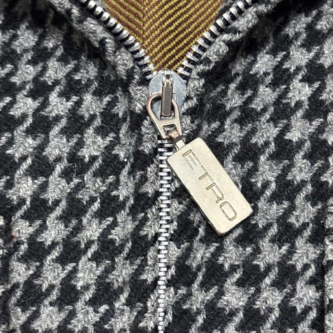 エトロ 千鳥柄 ジップアップジャケット ウール スエード