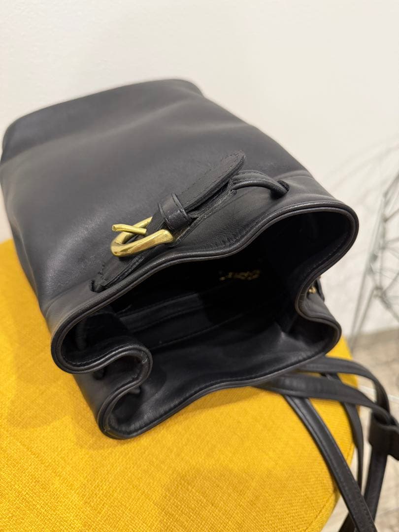 【美品】オールドコーチ COACH ブラックレザー 巾着型ショルダーバッグ