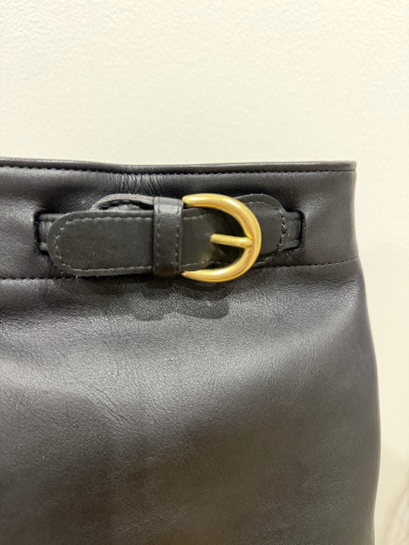 【美品】オールドコーチ COACH ブラックレザー 巾着型ショルダーバッグ