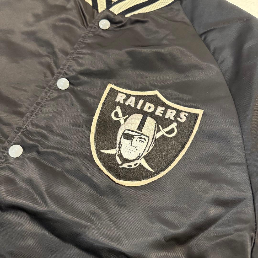 80's USA製 RAIDERS レイダース ナイロンスタジャン NFL黒 L