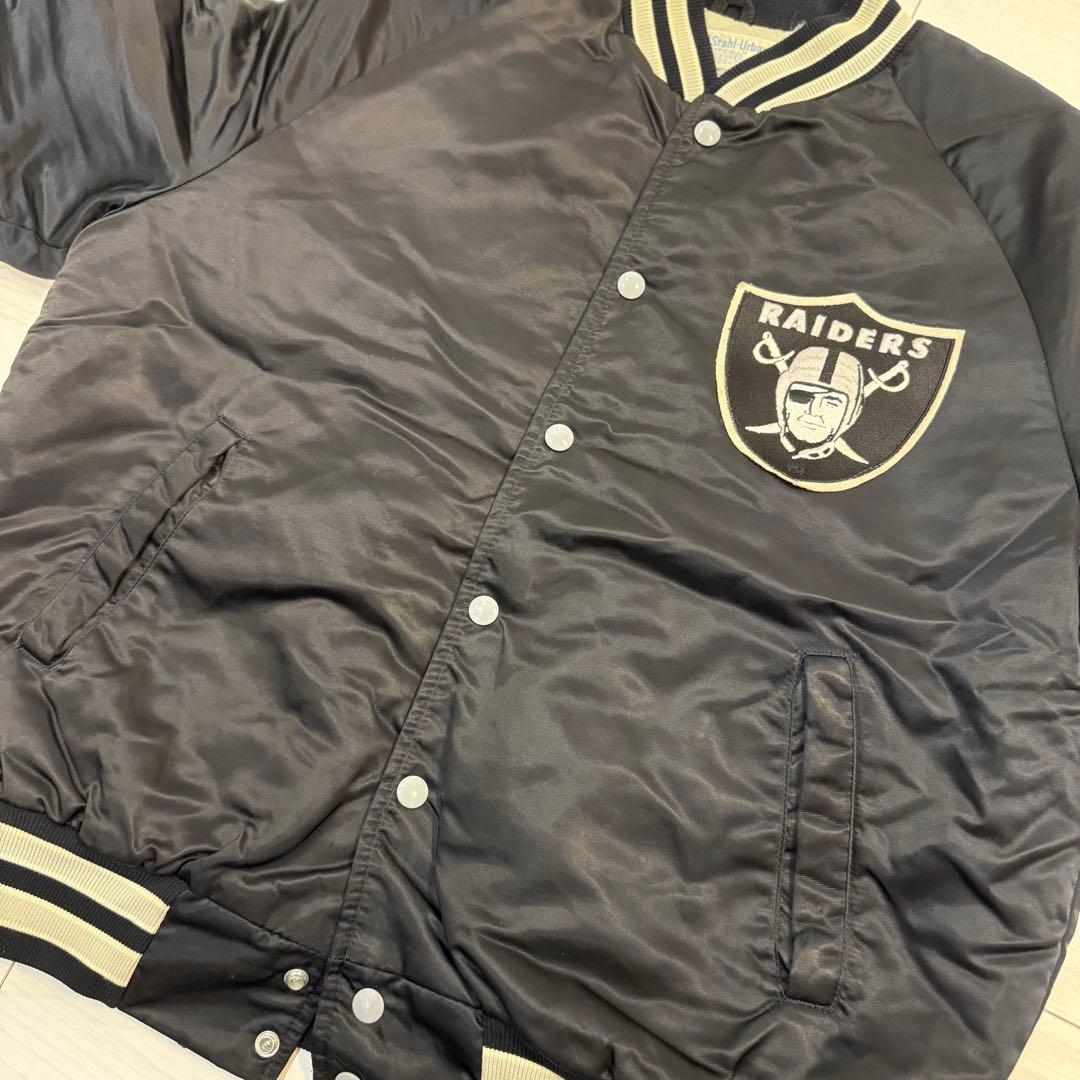80's USA製 RAIDERS レイダース ナイロンスタジャン NFL黒 L