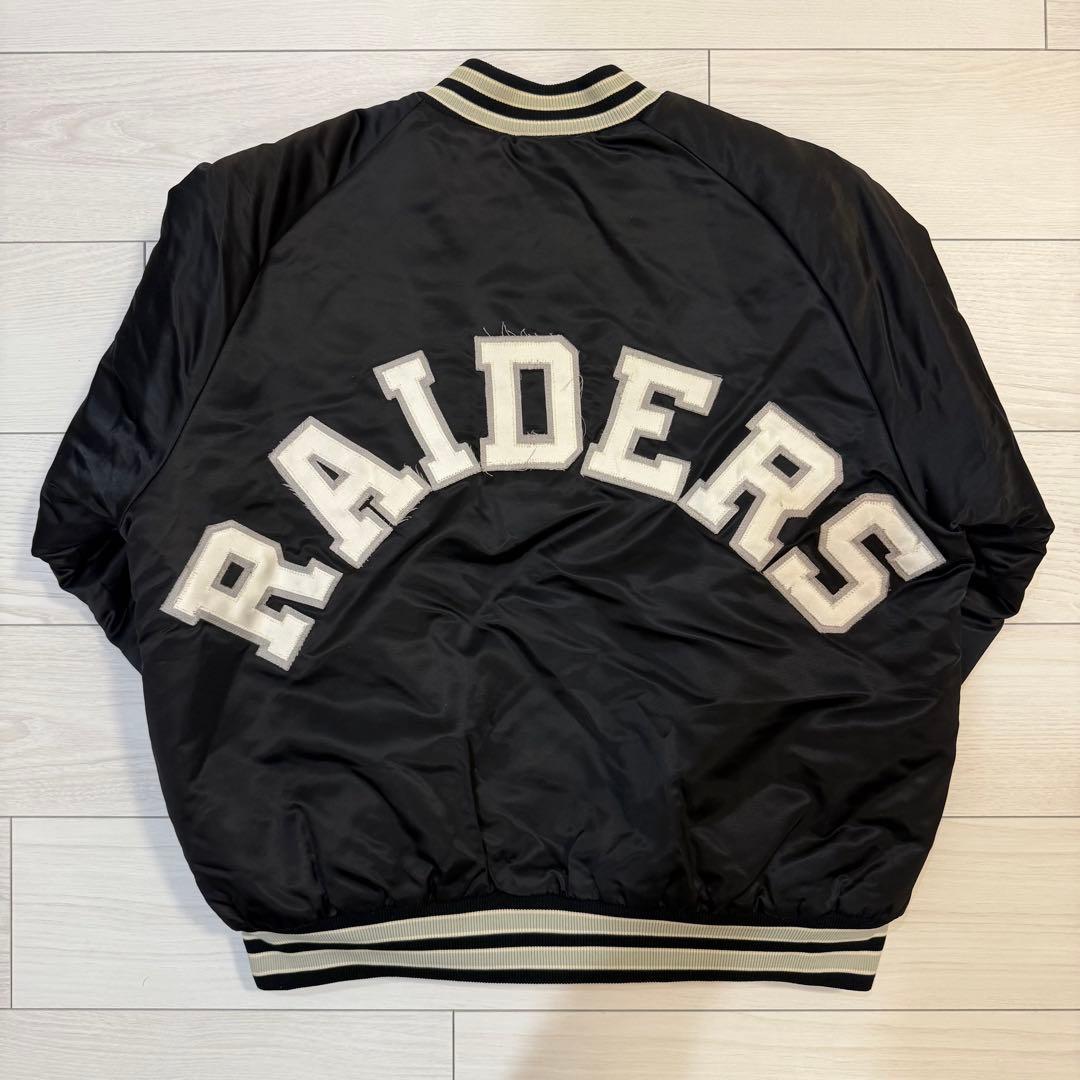 80's USA製 RAIDERS レイダース ナイロンスタジャン NFL黒 L
