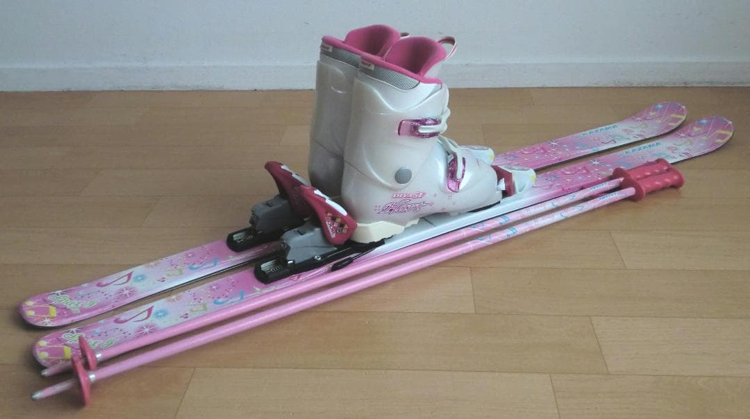 ■■送料無料■KAZAMA■子供用スキー4点セット■126/23■WAX済■■