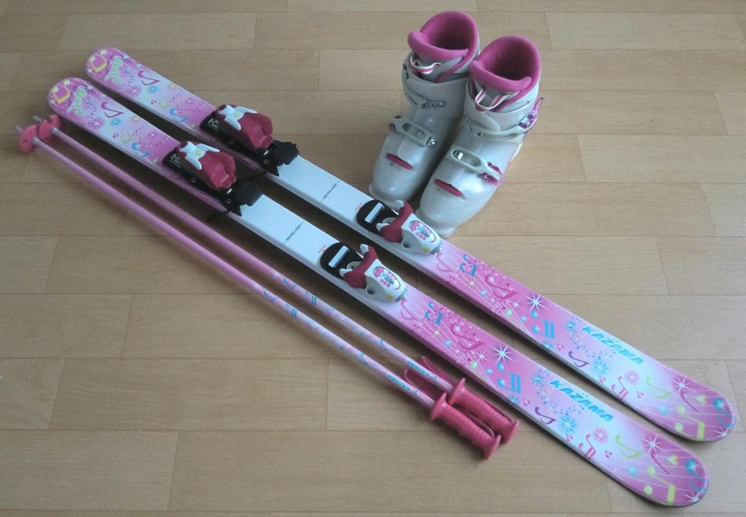 ■■送料無料■KAZAMA■子供用スキー4点セット■126/23■WAX済■■