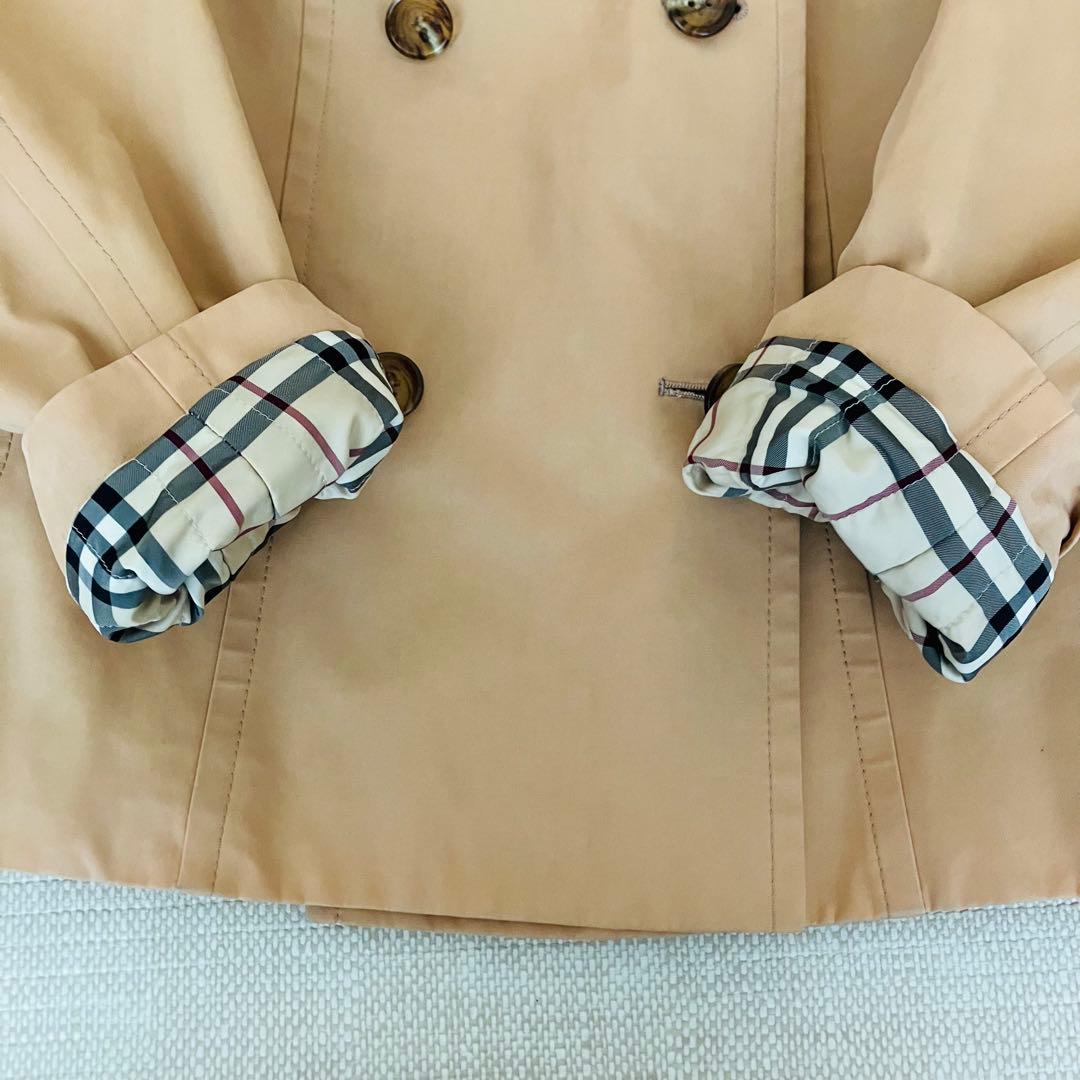 【美品】バーバリーロンドン トレンチコート ショート ファー ノバチェック 40