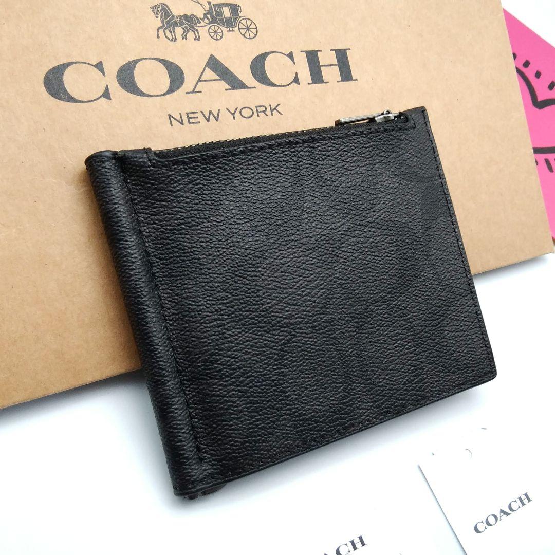 新品　COACH　マネークリップ　財布　メンズ　人気の小銭入れ付き