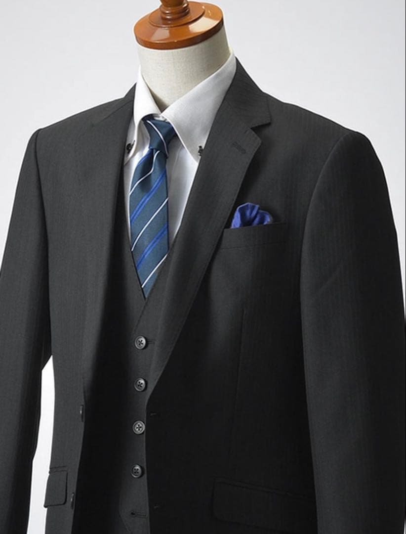 【新品未使用】スリーピース スーツ Y5ウール混素材 秋冬 2ツボタン スリム