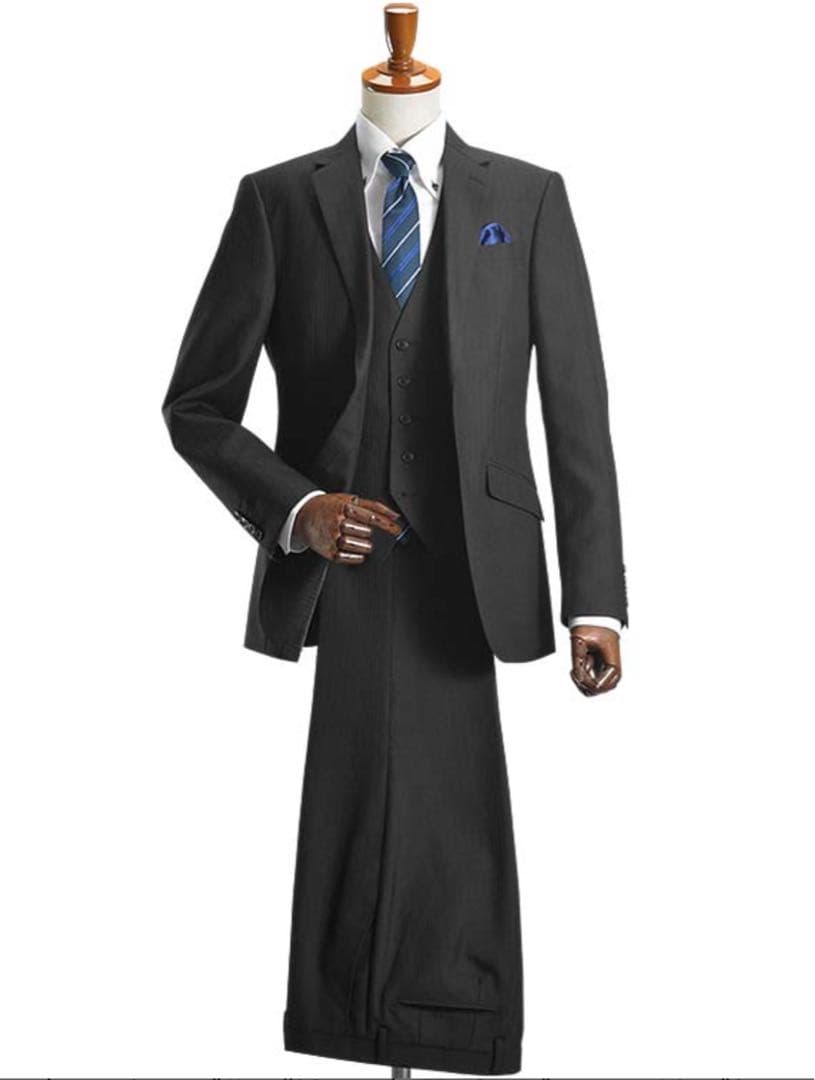 【新品未使用】スリーピース スーツ Y5ウール混素材 秋冬 2ツボタン スリム