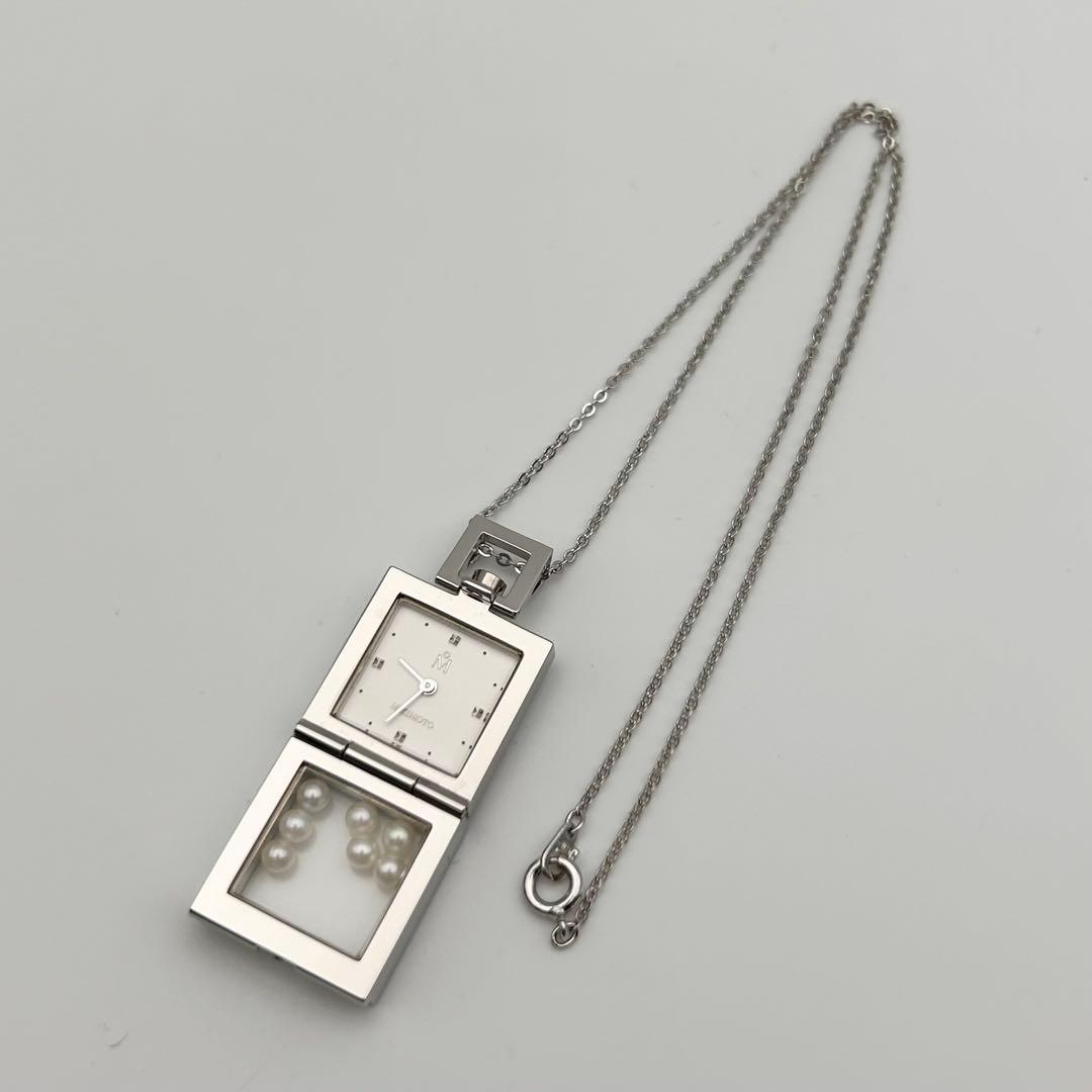 【新品電池 稼働】MIKIMOTO ペンダントウォッチ MOP 首掛け パール
