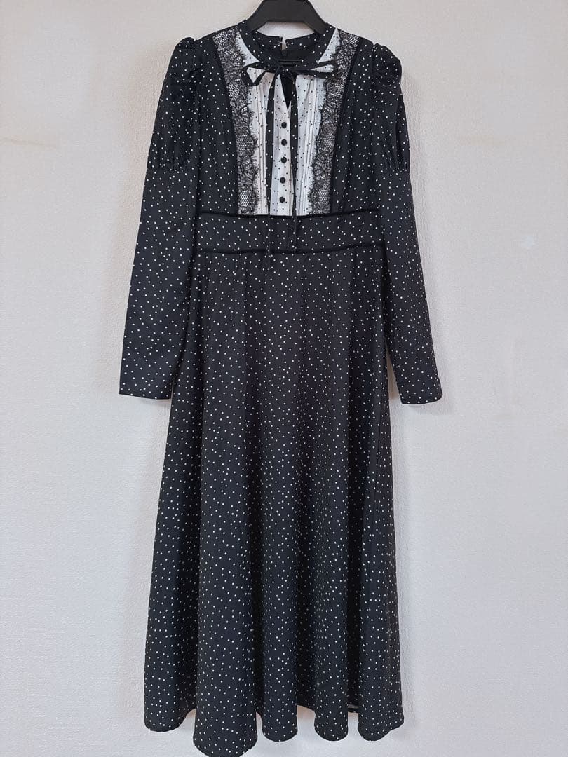 【超美品】Herliptoドットロングドレス ワンピース M