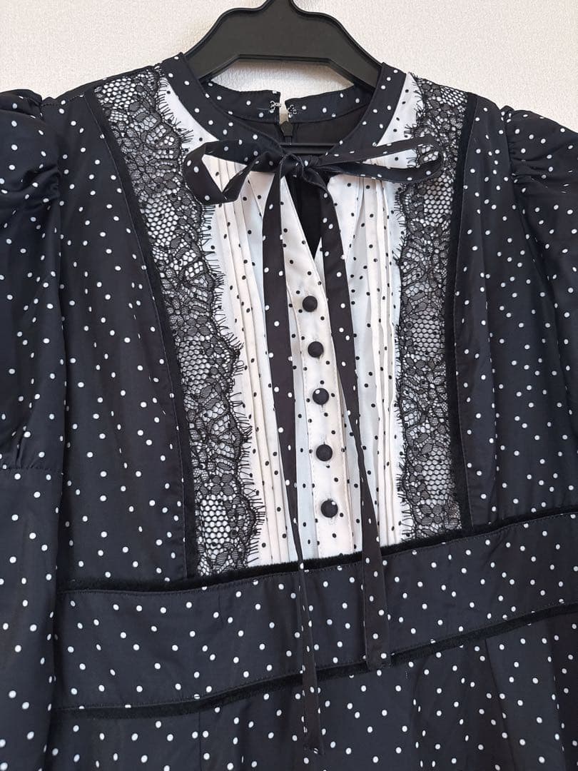 【超美品】Herliptoドットロングドレス ワンピース M