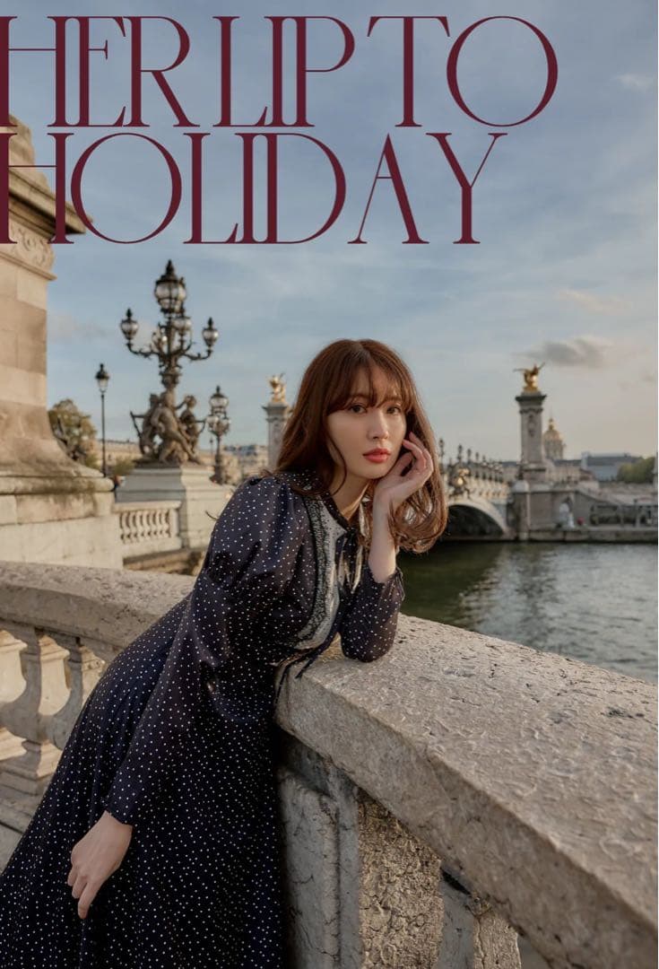 【超美品】Herliptoドットロングドレス ワンピース M