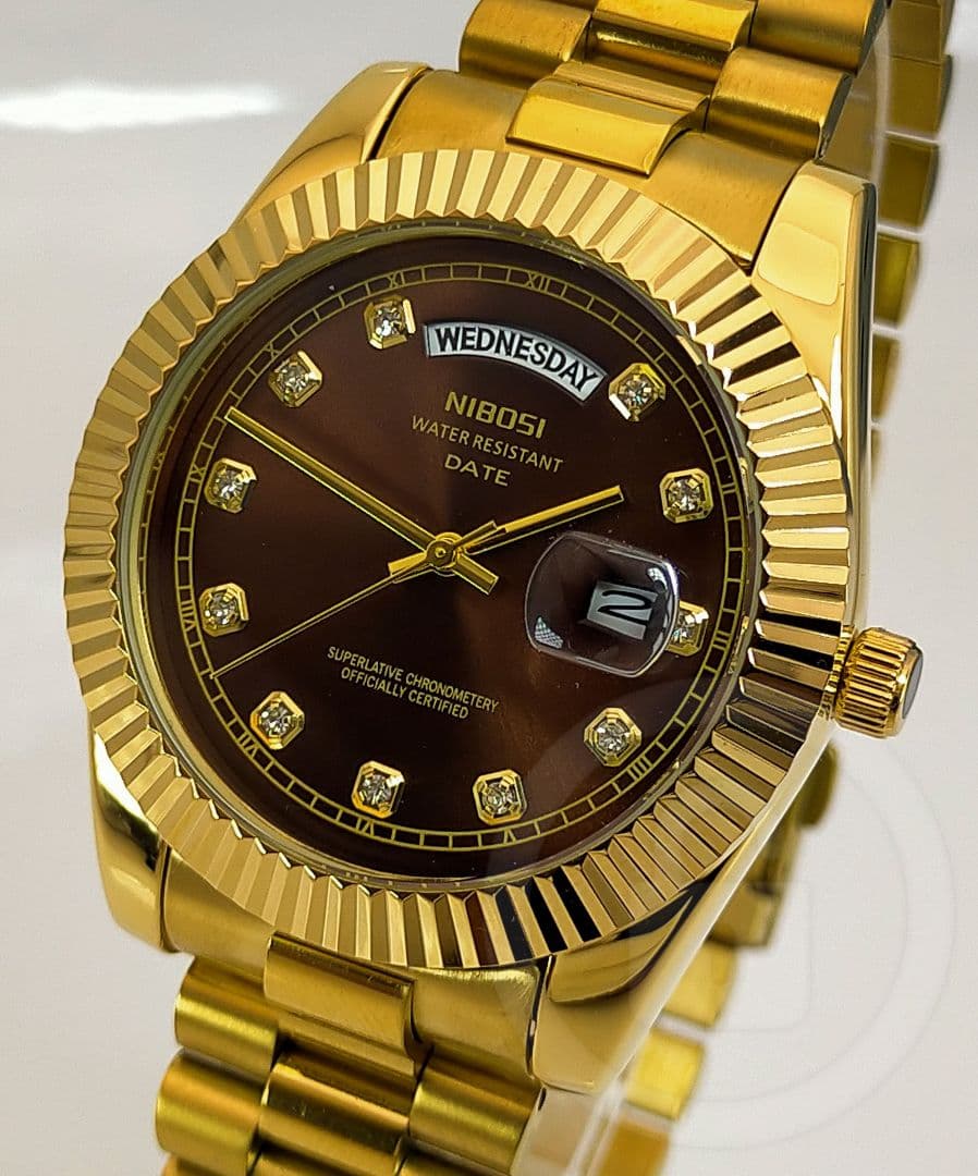 専用ご予約品【ディープブラウン文字盤/新品】デイデイト機能 10P