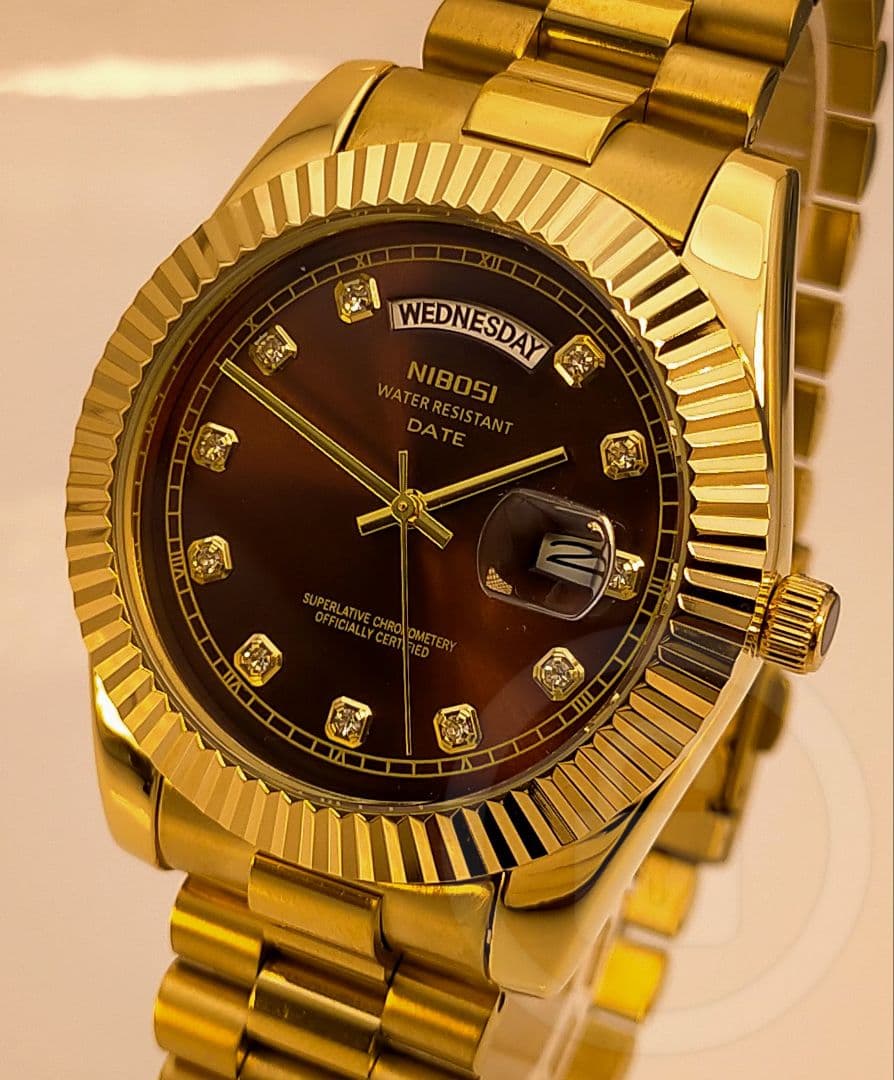 専用ご予約品【ディープブラウン文字盤/新品】デイデイト機能 10P