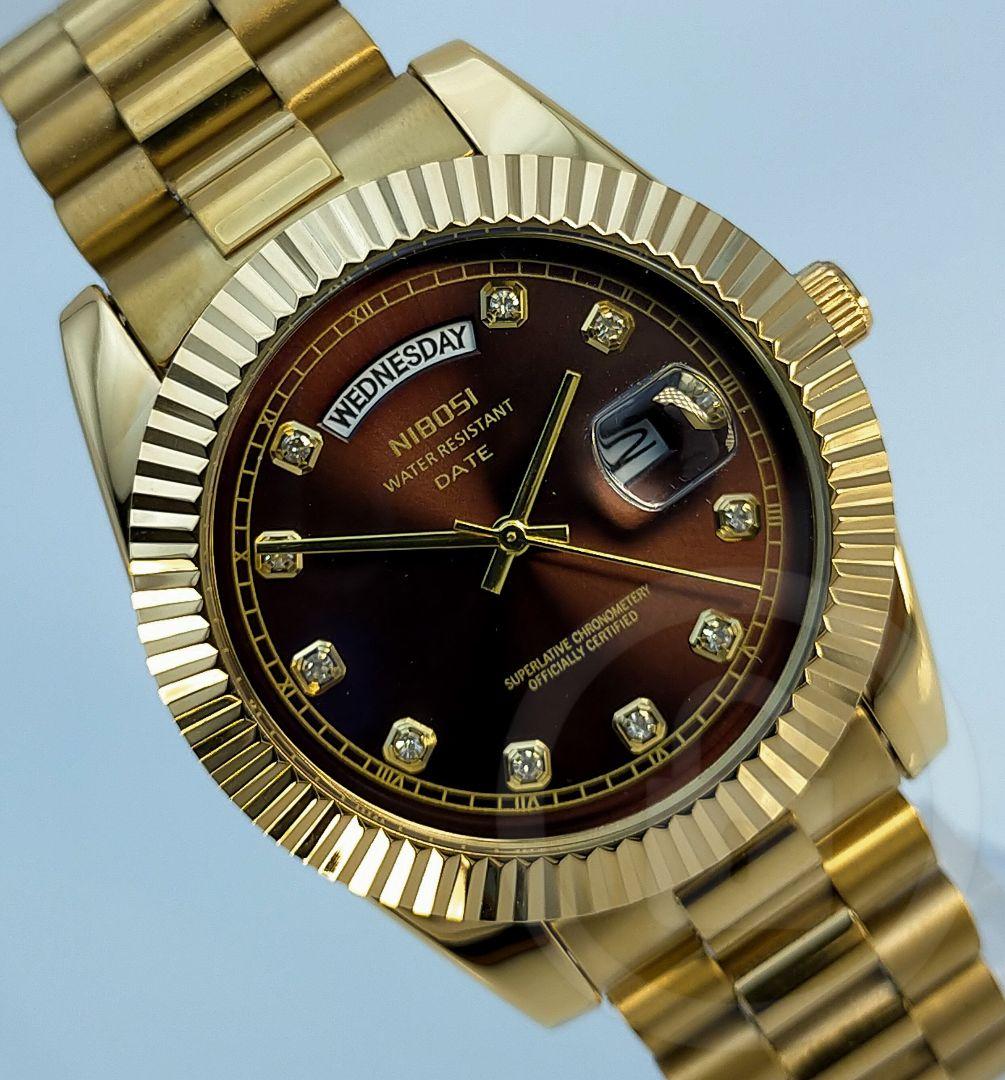 専用ご予約品【ディープブラウン文字盤/新品】デイデイト機能 10P