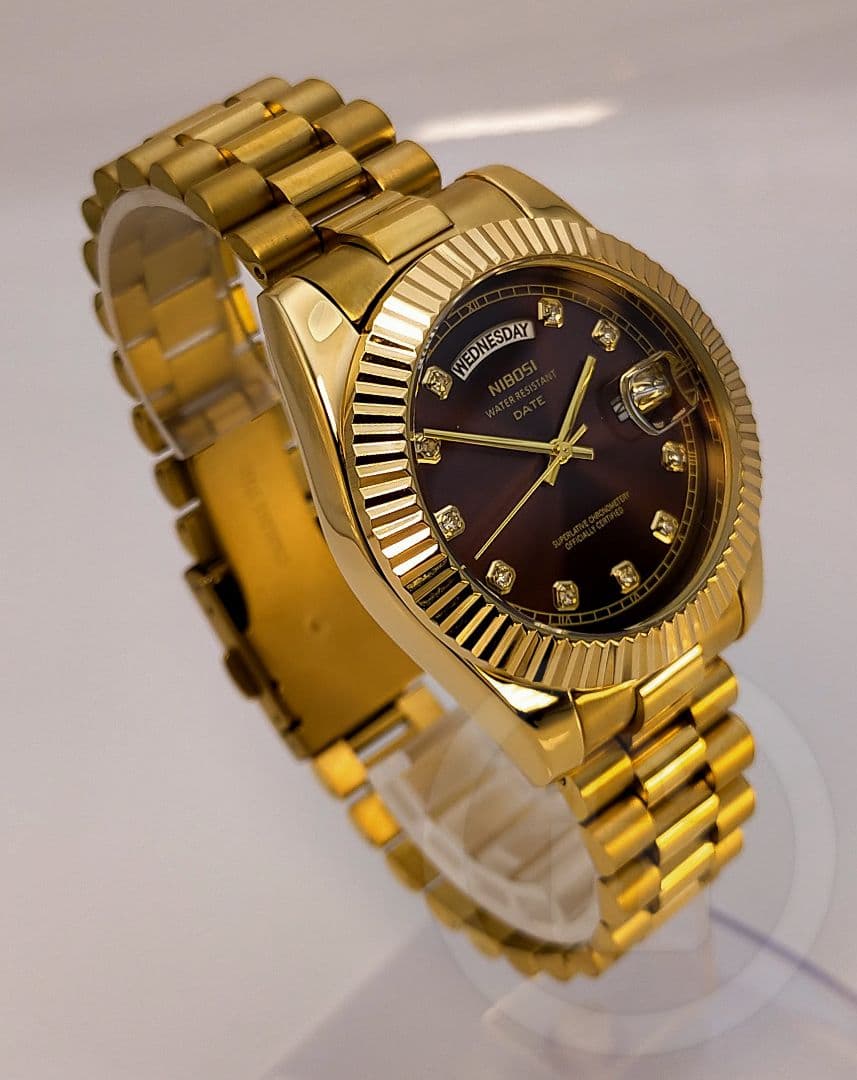 専用ご予約品【ディープブラウン文字盤/新品】デイデイト機能 10P