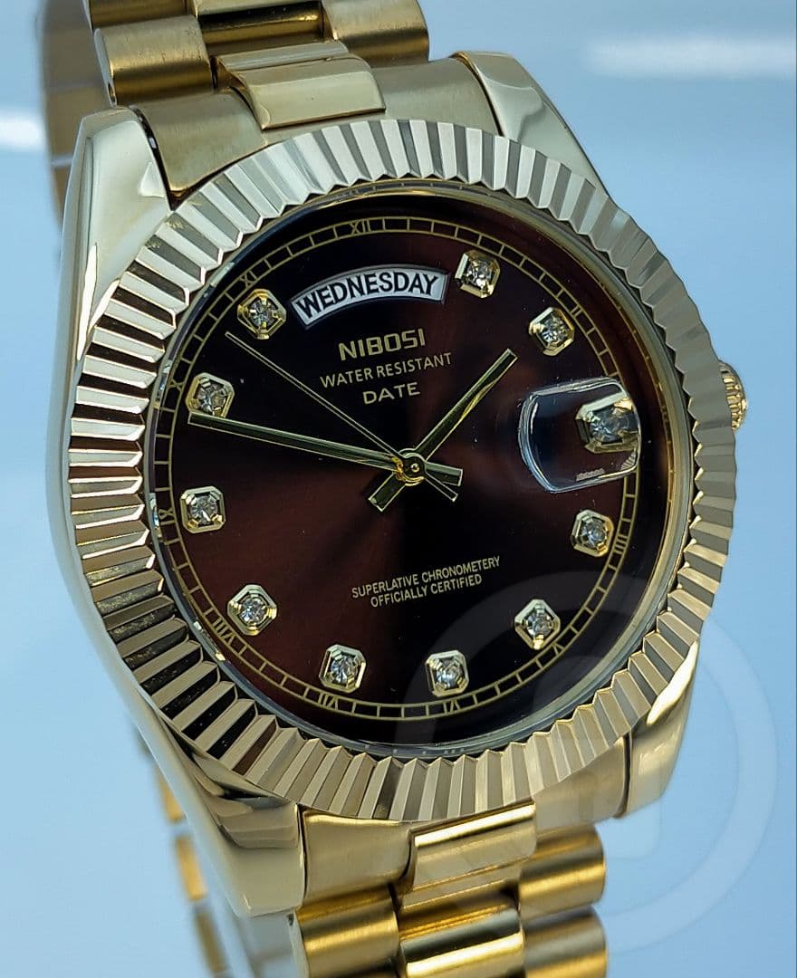 専用ご予約品【ディープブラウン文字盤/新品】デイデイト機能 10P