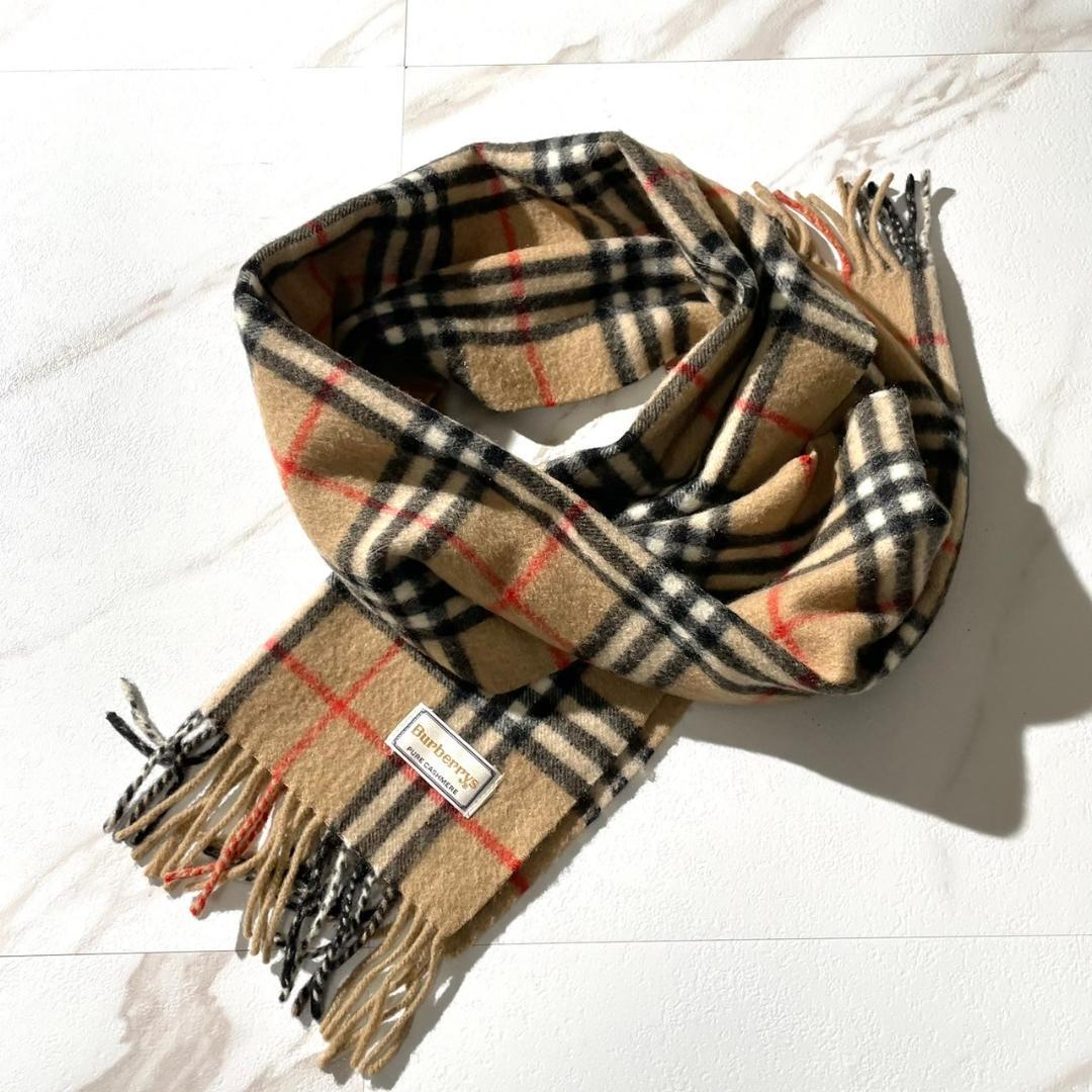 極美品✨バーバリー マフラー ノバチェック カシミヤ100％ 英国製 ベージュ