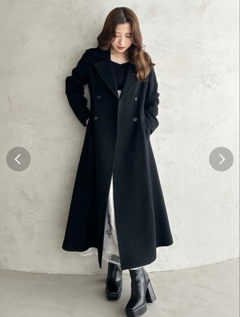 新品　MERCURYDUO　 フィットアンドフレアロングウールコート