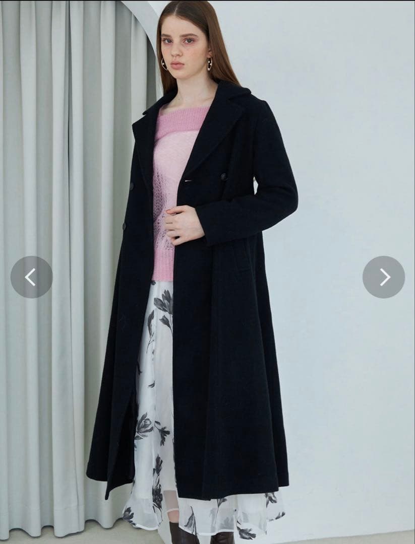 新品　MERCURYDUO　 フィットアンドフレアロングウールコート