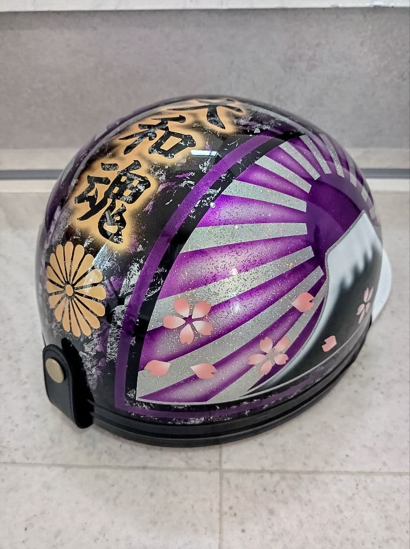 カスタムコルク半　黒ラップ✘Candyパープル富士日章　七色ラメ　文字変更無料