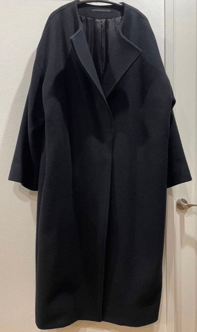 AP studio オーバーサイズ ノーカラーロング コート 黒