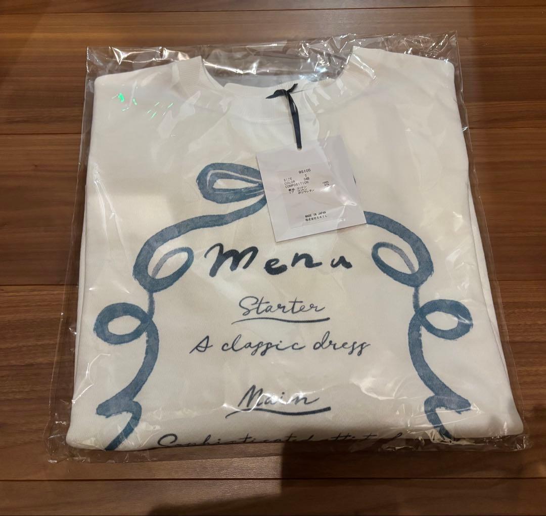 セブンテン ミホカワヒト　menuプリントトレーナー　ホワイト×ミント