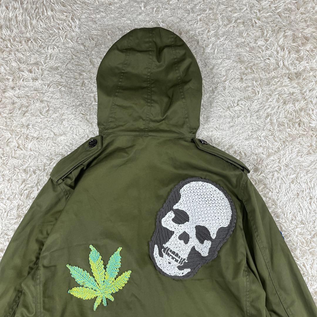 ルシアンペラフィネ スカルワッペン フード付き ミリタリージャケット コート L